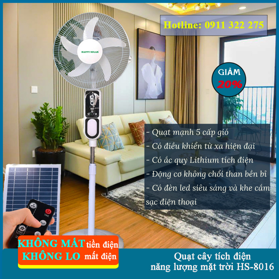 (Tặng đèn led siêu sáng, bánh xe) Quạt cây tích điện năng lượng mặt trời có điều khiển từ xa, ắc quy Lithium lưu trữ điện- Freeship