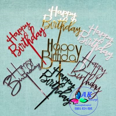 Thẻ acrylic chữ happy birthday