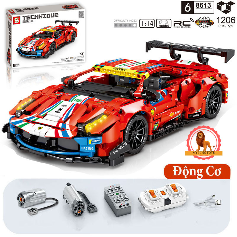 Đồ Chơi Lắp Ráp Kiểu Lego Điều Khiển Từ Xa Siêu Xe Ferrari 488 GTE Model SY8613 Với 1206 Mảnh Ghép