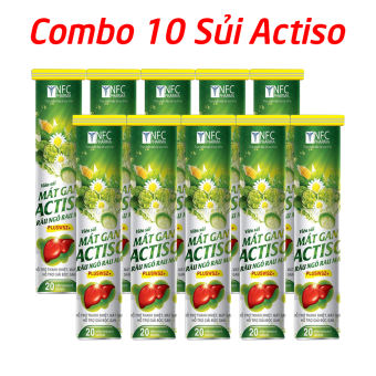 Combo 10 tuýp sủi Actiso Râu ngô Rau má mát gan bổ sung vitamin PP, B, C giải độc gan, bổ gan - Tuýp 20 viên