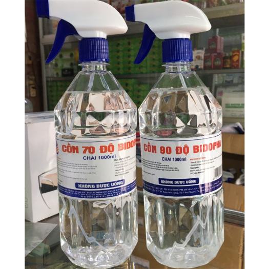 Cồn sát khuẩn 70 độ  BIDOPHAR vòi xịt phun sương rửa tay kháng khuẩn chai 1000ml (1 lít)