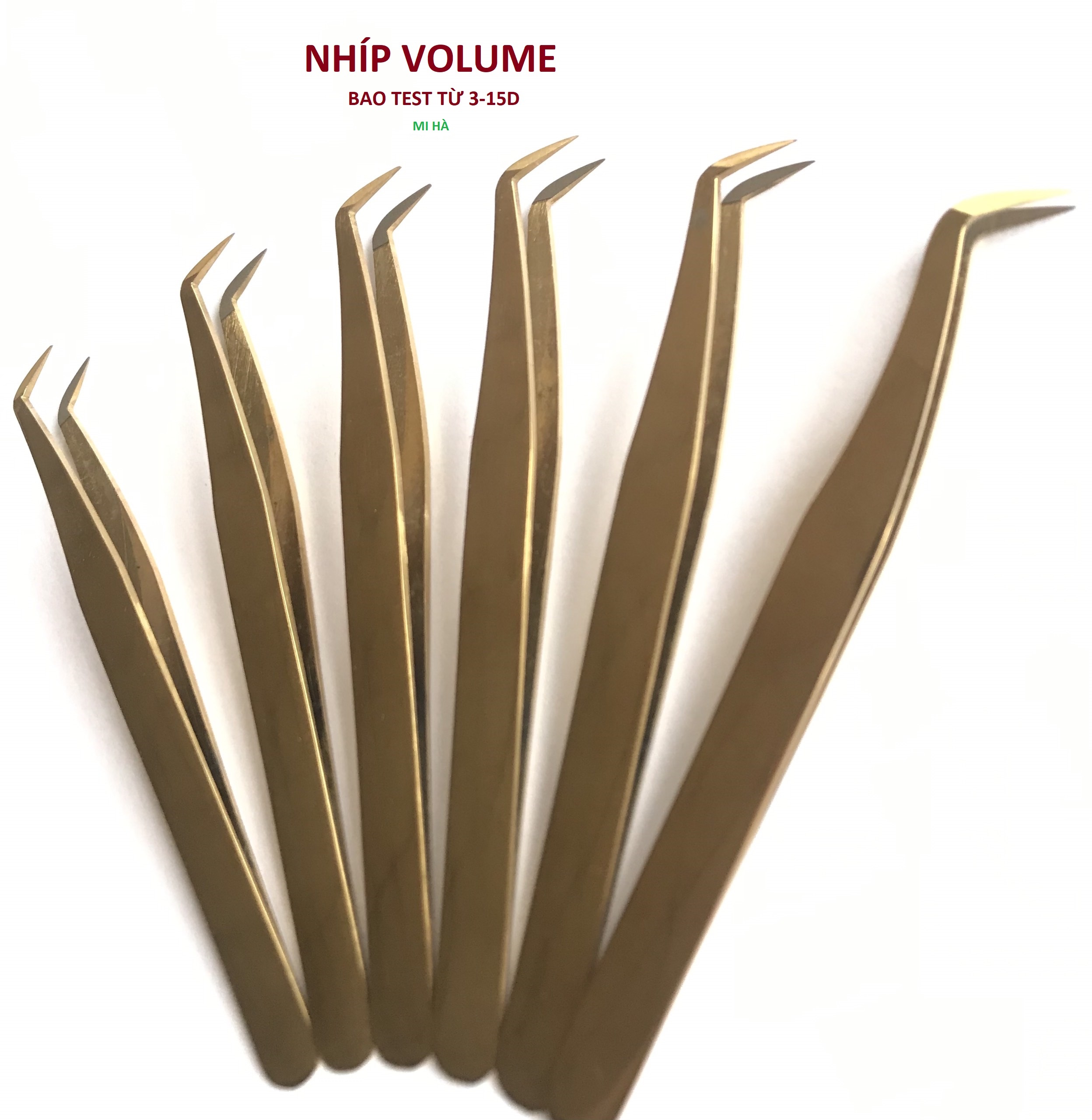 Nhíp nối mi volume vàng, chuyên dùng nối volume tạo fan mi, bao test từ 3-15d, mi hà