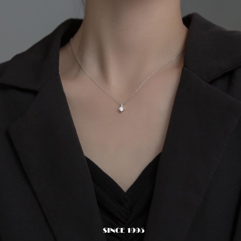 Dây chuyền bạc nữ mặt đá nhỏ sợi xích nhà since [ Bạc 925 ]