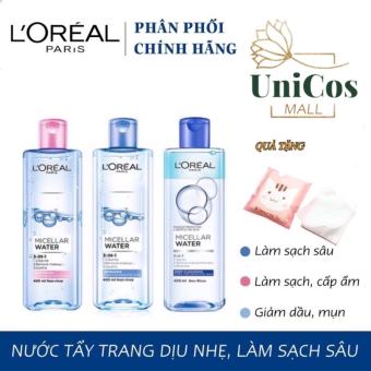 Nước tẩy trang L'Oreal Micellar Water 400ml -Hồng cho da thiên khô, nhạy cảm
