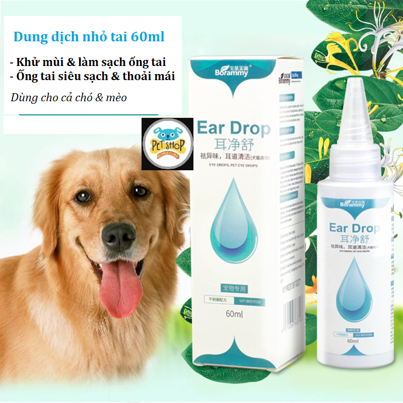 [Hoàn tiền 10%] [CÓ HỎA TỐC] Dung Dịch Nhỏ Tai Vệ Sinh Tai Borammy 60ml Dành Cho Chó Mèo [TẶNG KÈM TĂM BÔNG]