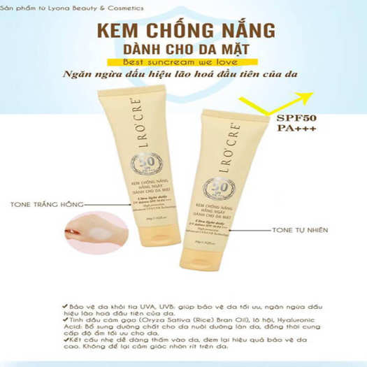 Kem chống nắng lro'cre SPF 50/PA+++