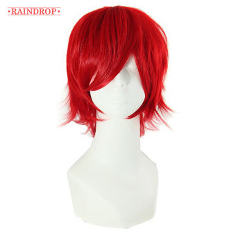Tóc Giả Ngắn Thẳng Tóc Giả Nam Tóc Giả Ngắn Dây Nhiệt Độ Cao Màu Đỏ-Cosplay 60353 RE3