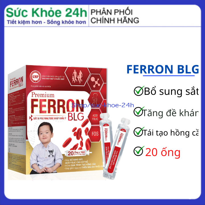 Viên uống bổ sung sắt ferron blg- hộp 20 ống