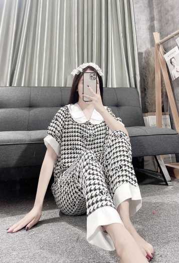 Đồ Bộ Pijama Cổ Bèo Hai Lá Tiếu Thư Mác Sam Chất Liệu Lụa Mango