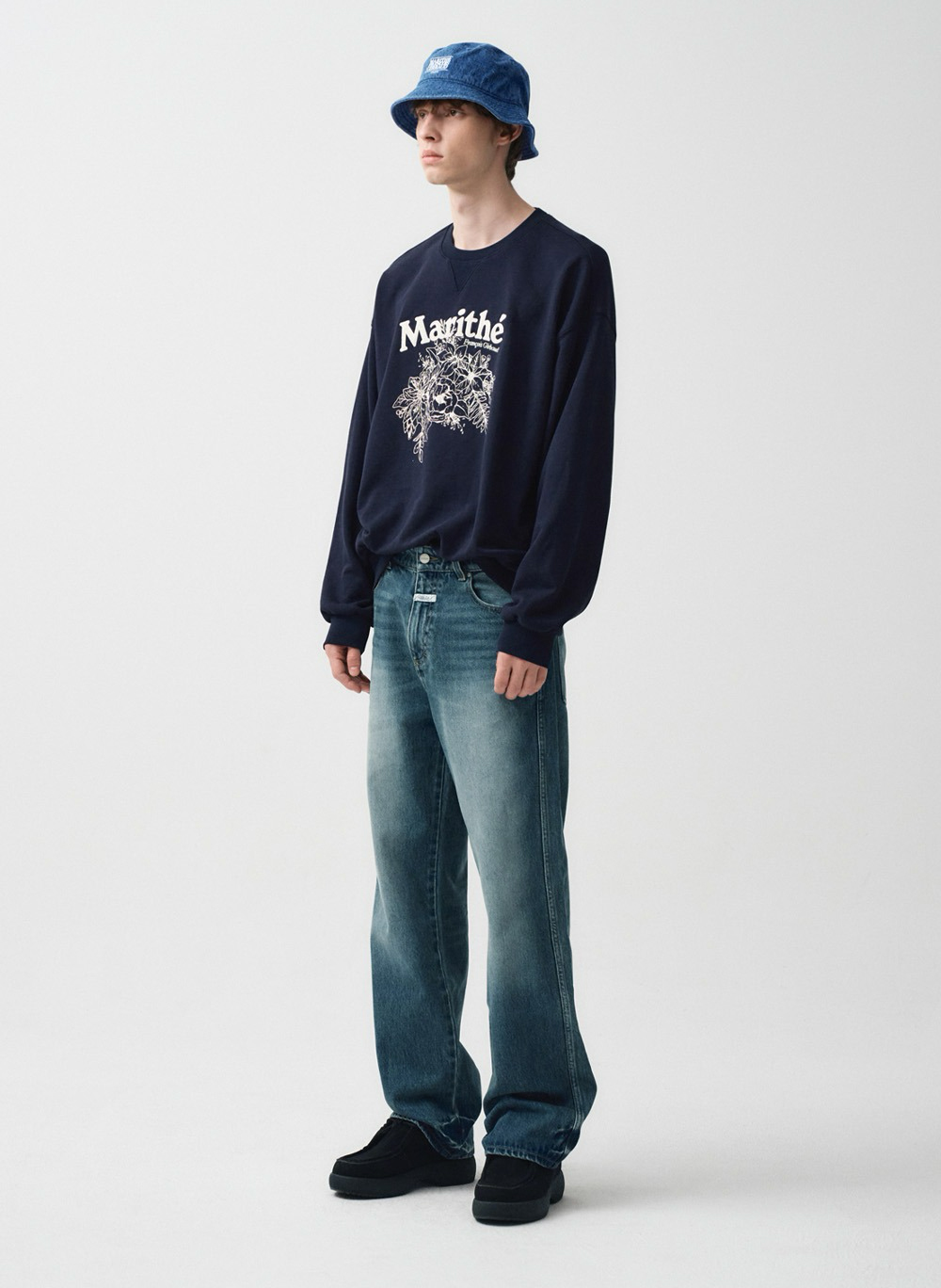 MARITHE FRANCOIS GIRBAUD M Vintage, gewassen, wijde spijkerbroek, herenjeans, 2 kleuren (2024 NIEUW)