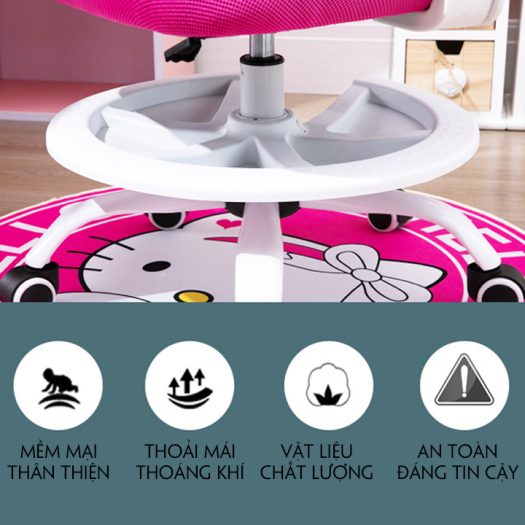 Ghế học sinh Chống Cận Chống Gù nam nữ Hello Kitty, ghế xoay học sinh đệm cao su non có tựa lưng, Vải sợi nano cao cấp chống xẹp lún, thoáng khí, Có thể điều chỉnh độ cao chân gác, chiều cao ghế, nhiều màu tại WinwinX
