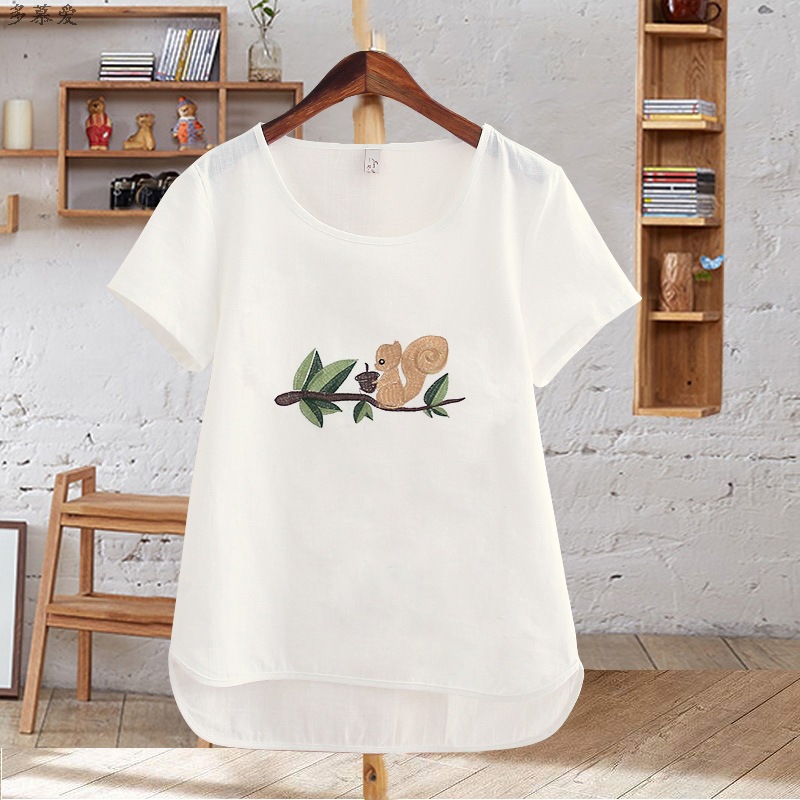 Áo kiểu nữ đẹp cao cấp vải Linen thêu - Áo kiểu nữ thêu - Áo nữ thêu họa tiết các loại ,chất đũi mềm mịn T20