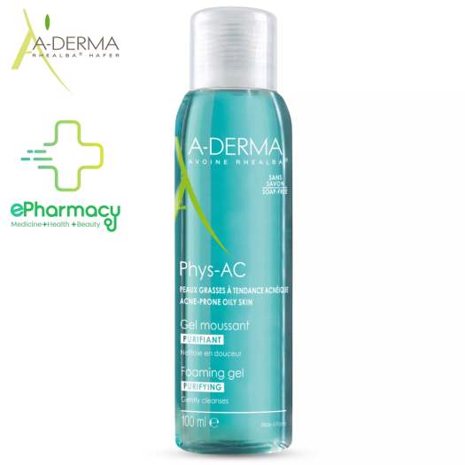 Sữa Rửa Mặt A-DERMA Phys-AC Purifying Foaming Gel cho da dầu mụn, nhạy cảm 100ml