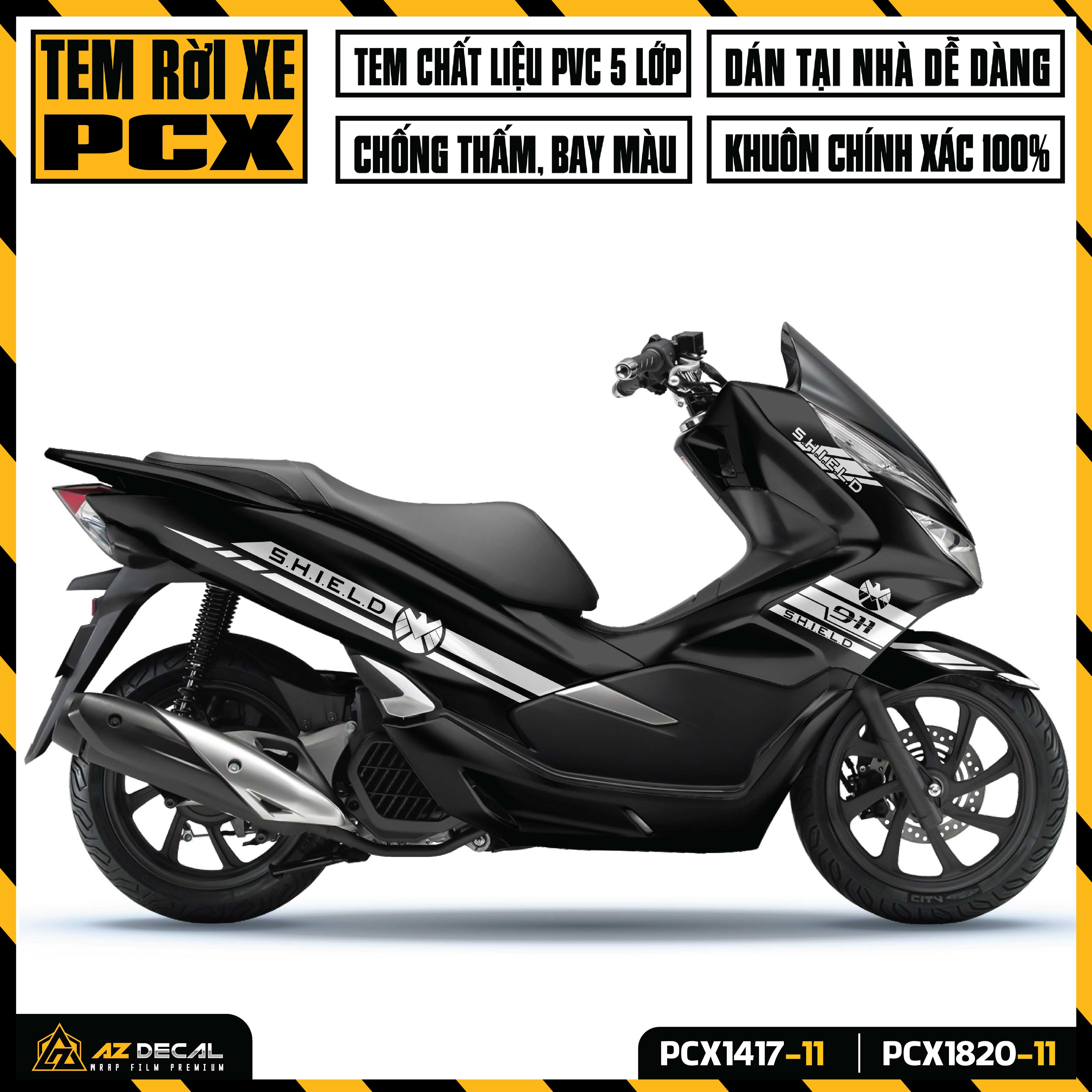 Decal Chế Dán Xe PCX 2014 - 2020 Thiết Kế SHIELD | PCX-11 | Tem Rời Dán PCX 125 150 160 Chống Nước B