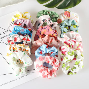 Dây Cột Tóc Vải Scrunchies họa tiết hình trái cây dễ thương