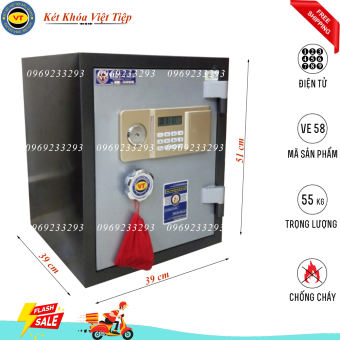 Két Sắt Điện Tử VE58, Đen Ghi, Việt Tiệp, Nặng 55kg, Chống Trộm, Chống Cháy, An Toàn, Tiện Dụng, Bảo Mật, Chính Hãng, Hợp Phong Thủy, Két Sắt Bắc Giang, Mua Két Sắt Tại Bắc Giang [Miễn Phí Giao Hàng]