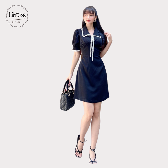 Đầm viền ren đính dây ngực, váy xinh form đẹp đi tiệc thời trang nữ lintee