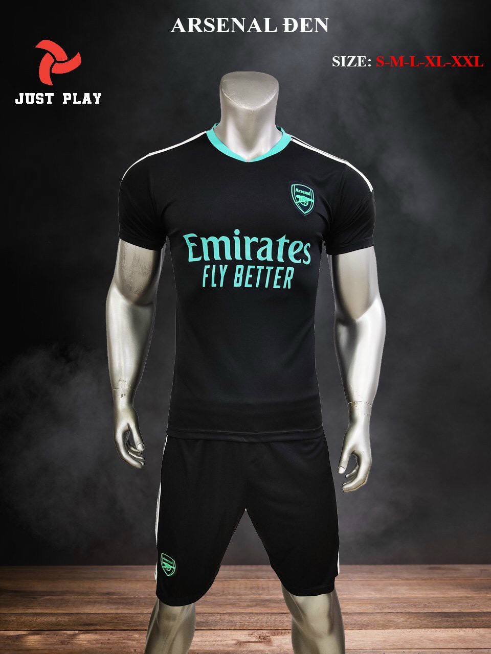 Bộ quần áo bóng đá Arsenal đen sân khách 2023