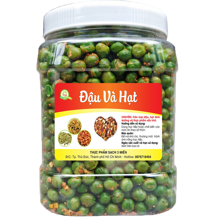 500G ĐẬU HÀ LAN SẤY GIÒN TỎI ỚT HIỆU TPS MÓN ĂN VẶT THƠM NGON