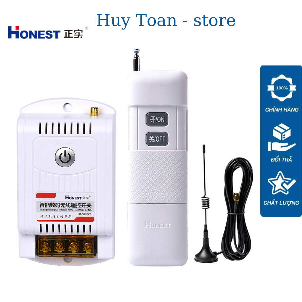 Công tắc điều khiển từ xa Honest HT-9220KG-5 220v 5000m 5km công suất lớn 40A/220V CHÍNH HÃNG HONEST có hỗ trợ học lệnh