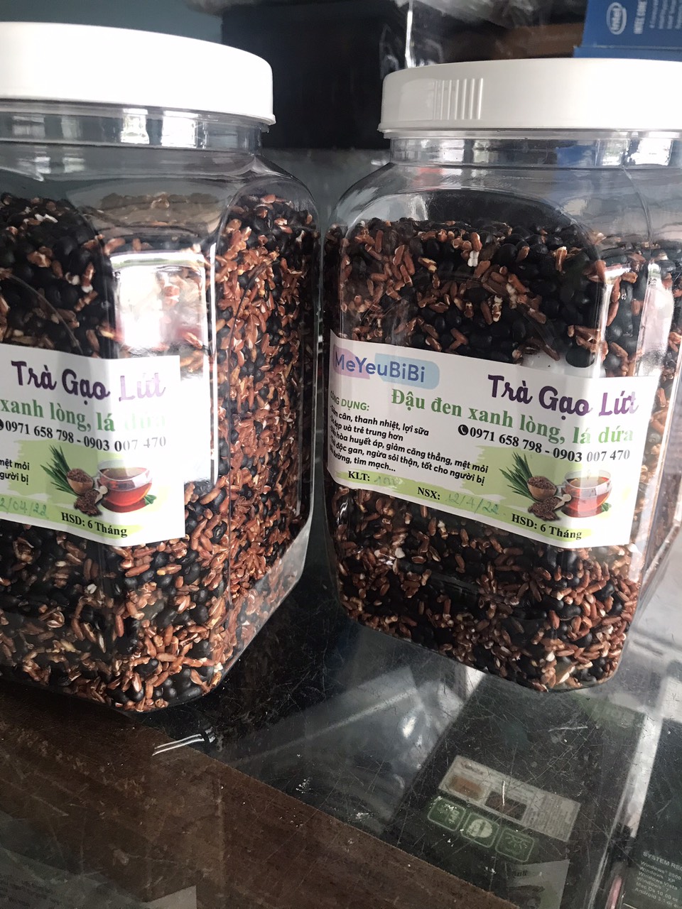 Trà gạo lứt, đậu đen xanh lòng, lá dứa gói 1000g shop meyeubibi