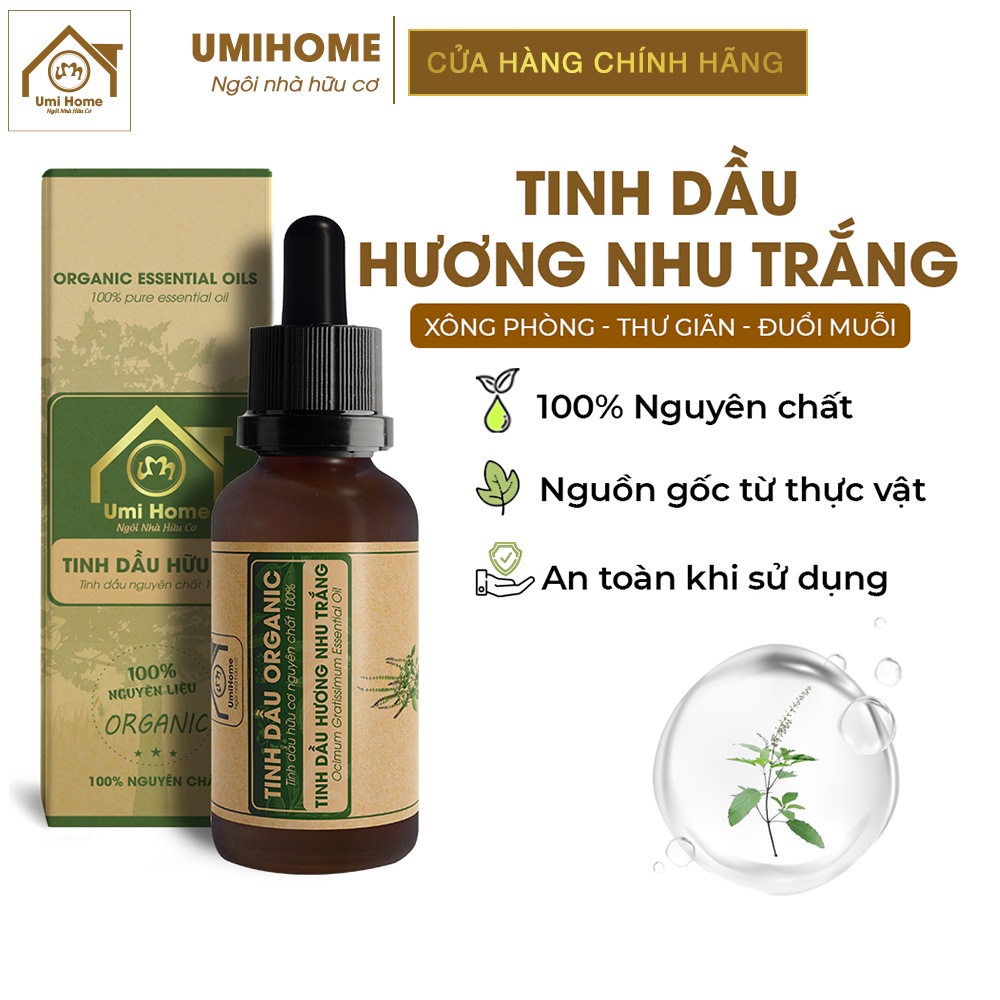 Tinh dầu Hương Nhu Trắng hữu cơ UMIHOME 10ml nguyên chất