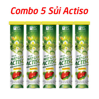 Combo 5 tuýp sủi Actiso Râu ngô Rau má mát gan bổ sung vitamin PP B C giải độc gan bổ gan - Tuýp 20 viên