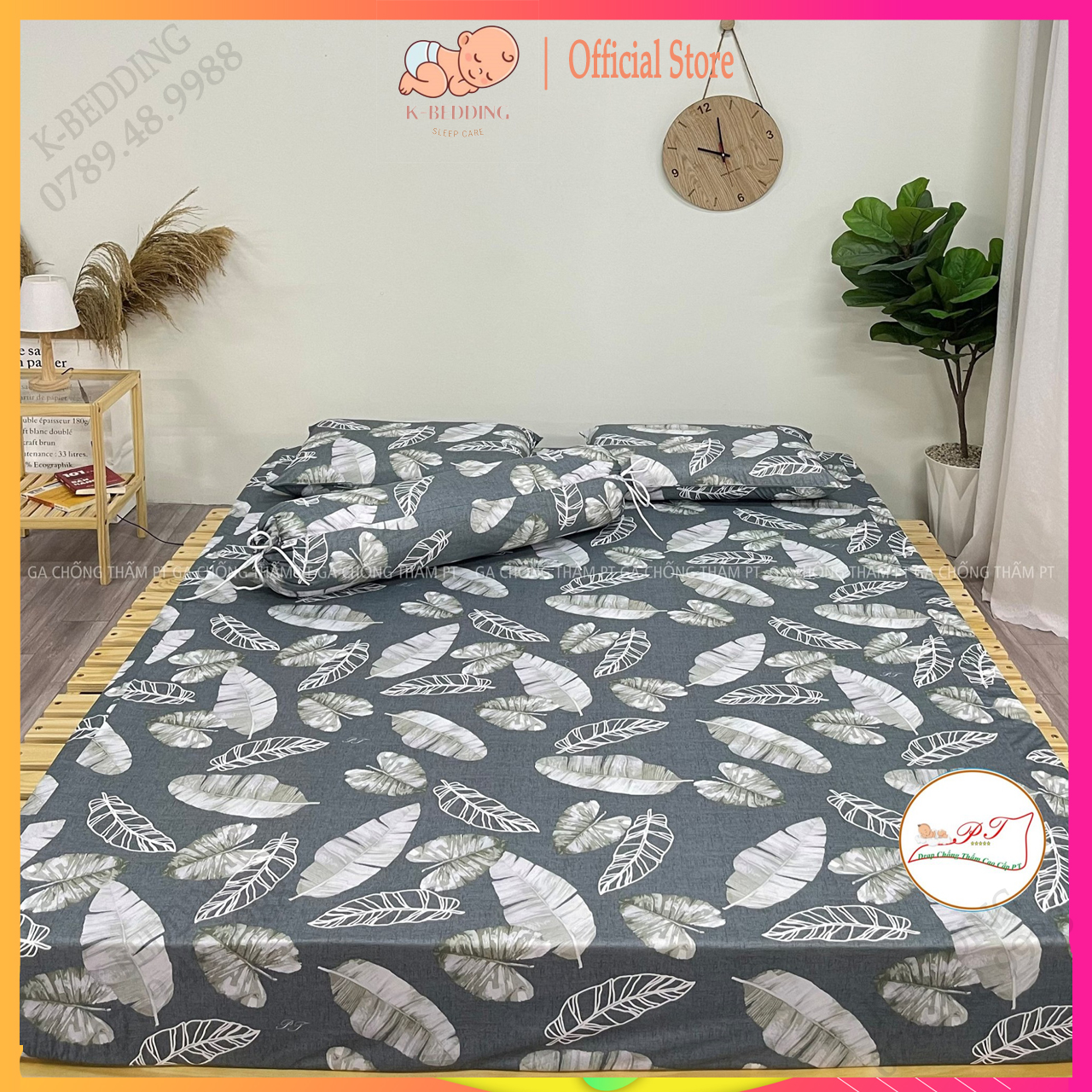 Ga chống thấm cotton cho bé chính hãng PT cao cấp, drap chống thấm nước tuyệt đối bé tè lau là sạch