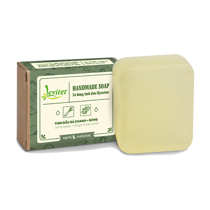 Xà phòng Glycerine tinh dầu sả chanh gừng Leviter 100gr