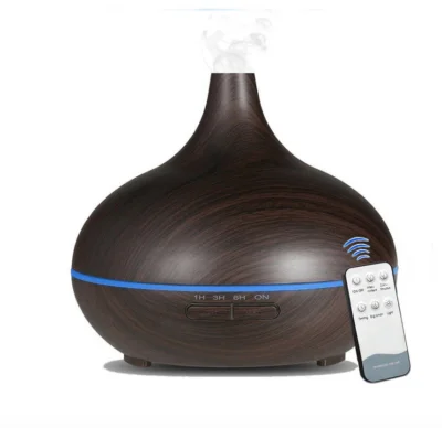 [Remote Controlled] Aroma Diffuser 7 LED Color 550ML Aromatherapy Essential Oil Diffuser Wood Grain Volcano Humidifier Ultrasonic Cool Mist Purifier (4)
