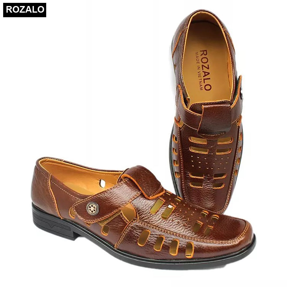 Giày nam đục lỗ da bò quai dán Rozalo R3203