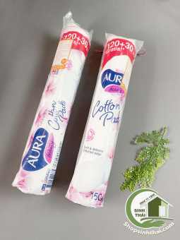 Bịch bông tẩy trang cotton AURA 150 miếng - 100% Từ Sợi Bông Cotton