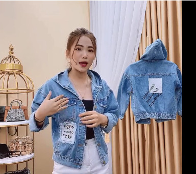 [HCM][Sỉ] Áo Khoác Jean Áo Bò Nữ Có Mũ Nón Cách Điệu Cá Tính In Chữ Trước Sau - Nữ 11 [Video Kèm Ảnh Thật]