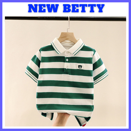Áo Polo bé trai áo thun có cổ bé trai Newbetty Kẻ sọc TrắngXanhLá. GRETH
