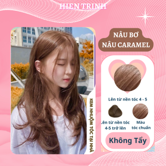 Thuốc Nhuộm Tóc Màu Nâu bơ Nâu Caramel Không Cần Tẩy Siêu Dưỡng | Thuốc nhuộm tóc Hiền Trinh
