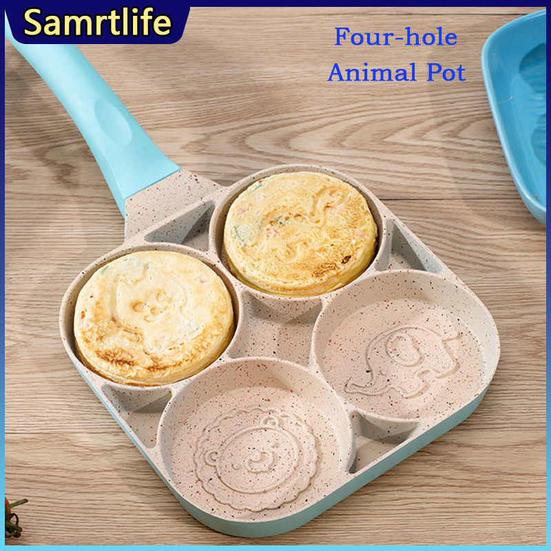 Gambar Samrtlife Frying Pan Non stick 4 Holes Animal Breakfast Pot Maifan Stone Cooking Pot Pancake Pan Waffle Non stick Omelet Egg Frying Pan