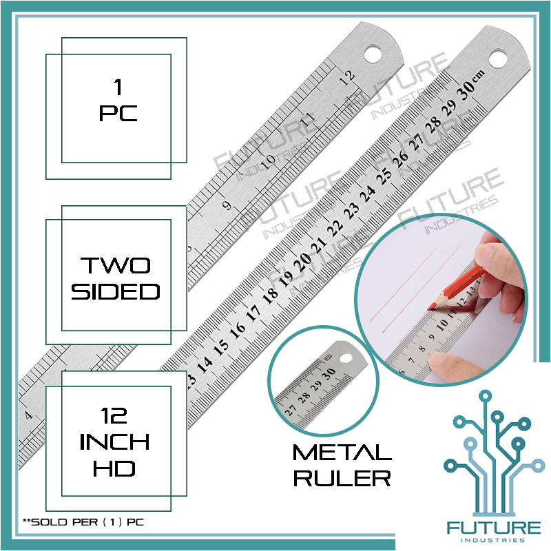 Ruler Metal 12 inches Heavy Duty Metal Ruler Office School Stainless Steel Ruler Steel Ruler Length: 30cm