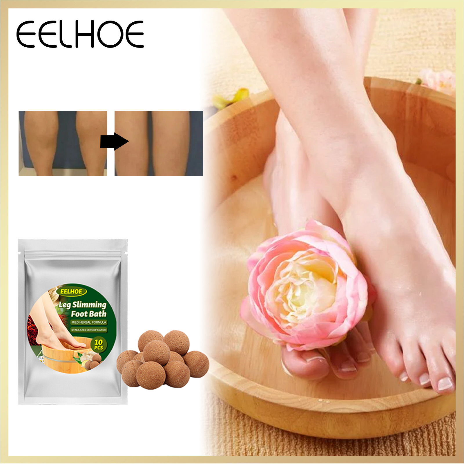Gambar Eelhoe Leg Slimming Foot Bath Pill Ginger Detox Foot Patch Alleviates Muscle Swelling And Lymphatic Drainage Wormwood Portable Foot Bath Ball Dehumidification Improves Sleep Quality?10pcs?