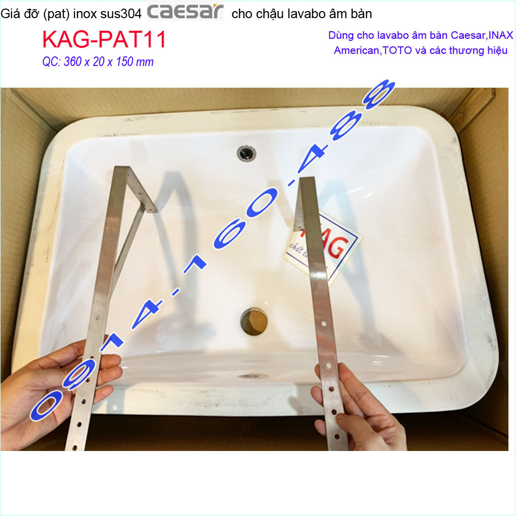 Pát đỡ lavabo âm bàn KAG-PAT11, kệ inox chậu lắp dưới mặt đá thích hợp với tất cả lavabo âm bàn