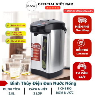 bình thủy điện, phích điện, bình nước điện, Bình Thủy Điện Đun Nước Nóng KAW 5.8L Electric Pot - Phích Đun Nước Nóng Công Nghệ Nhật Bản - Giữ Nóng Lâu, Tiết Kiệm Điện - Bảo Hành Uy Tín Toàn Quốc