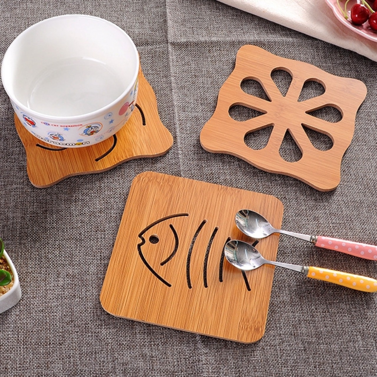 Miếng lót nồi bằng gỗ cách nhiệt tiện dụng