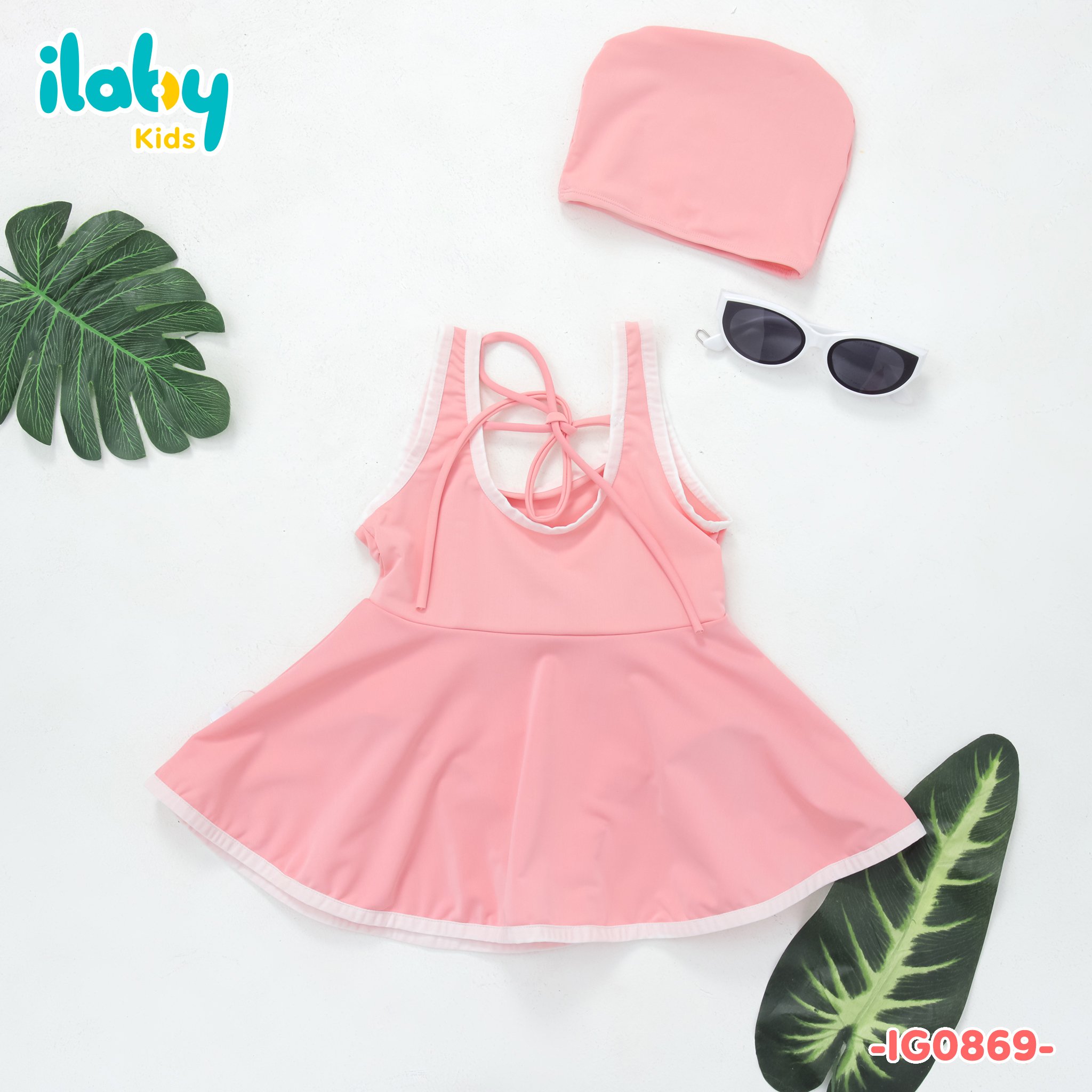 Set váy + mũ bơi bé gái/Bikini body
