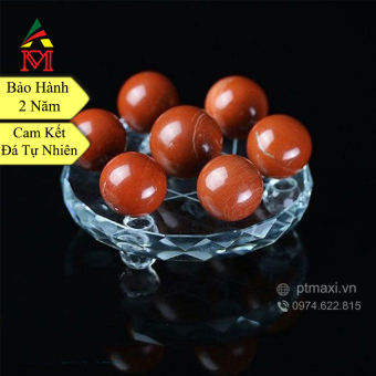 Đĩa Thất Tinh Trận Đồ Đá Ngọc Bích Đỏ Tự Nhiên. Hợp Mệnh Hoả, Mệnh Mộc.