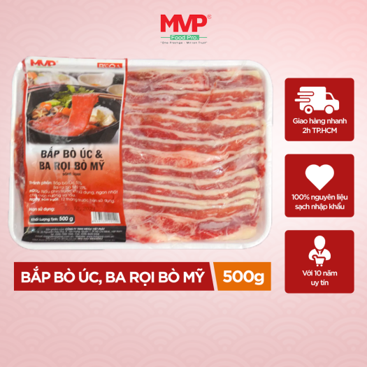Bắp bò Úc và Ba Chỉ Bò Mỹ 500g (Hỏa tốc HCM) Mega Việt Phát Nhúng Lẩu, Nướng Thơm Ngon