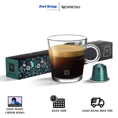 HCM - Nespresso Coffee Capsule STOCKHOLM FORTISSIO LUNGO Rich & Full-Bodied New Date 2022 Intensity 08 (10 pills/ box)- Viên nén cà phê STOCKHOLM FORTISSIO LUNGO Phong Phú & Đầy Đặn Độ Đậm 08 Hộp 10 viên- Anni Group