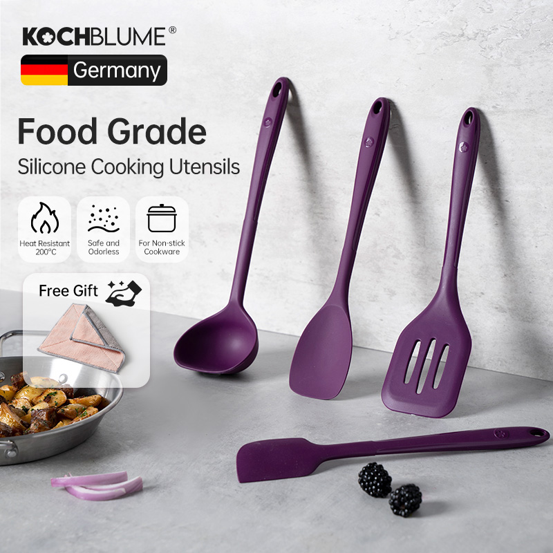 Kochblume Silicone Cooking Tools Set Food Grade Silicone Heat-resistant Non-stick Kitchen Spatula Spoon Ladle Skimmer Colander Purple Series ราคา 465 บาท*ส่งฟรี