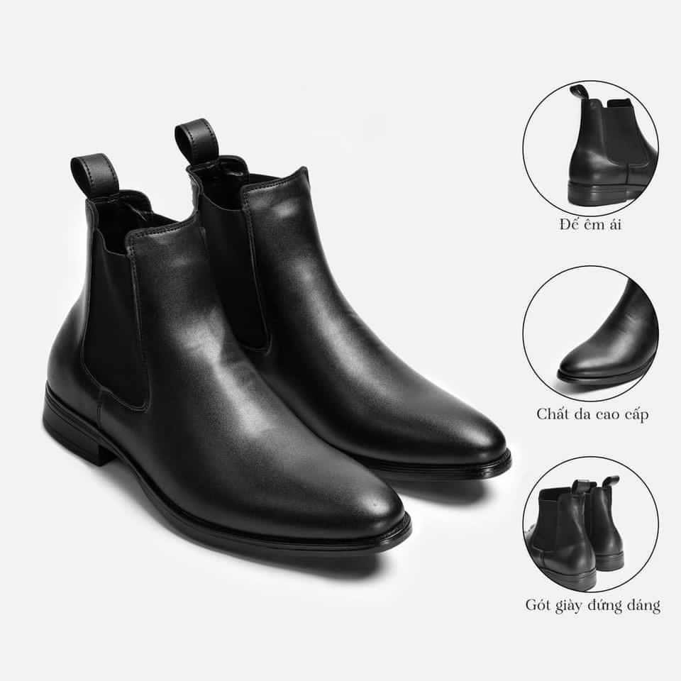 Giày chelsea boots nam da pu cao cấp đế cao su đúc