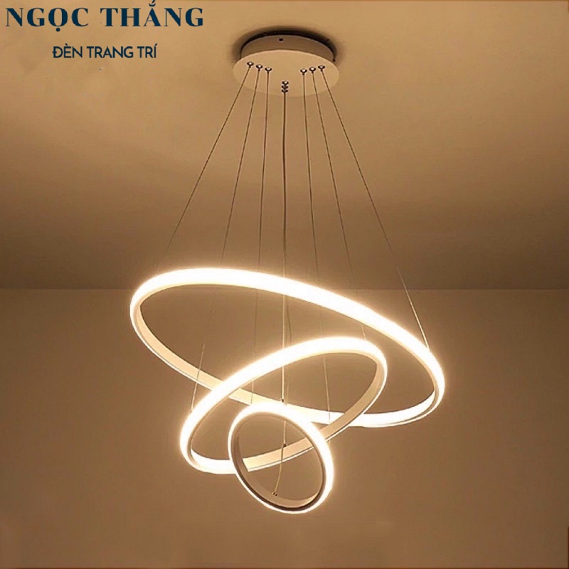 Đèn thả 3 vòng led 20-40-60 trang trí phòng khách bàn ăn led 3 chế độ màu th861 ngọc thắng