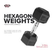 Hex Dumbbell Set with Rubberized Coating and Metal Handle