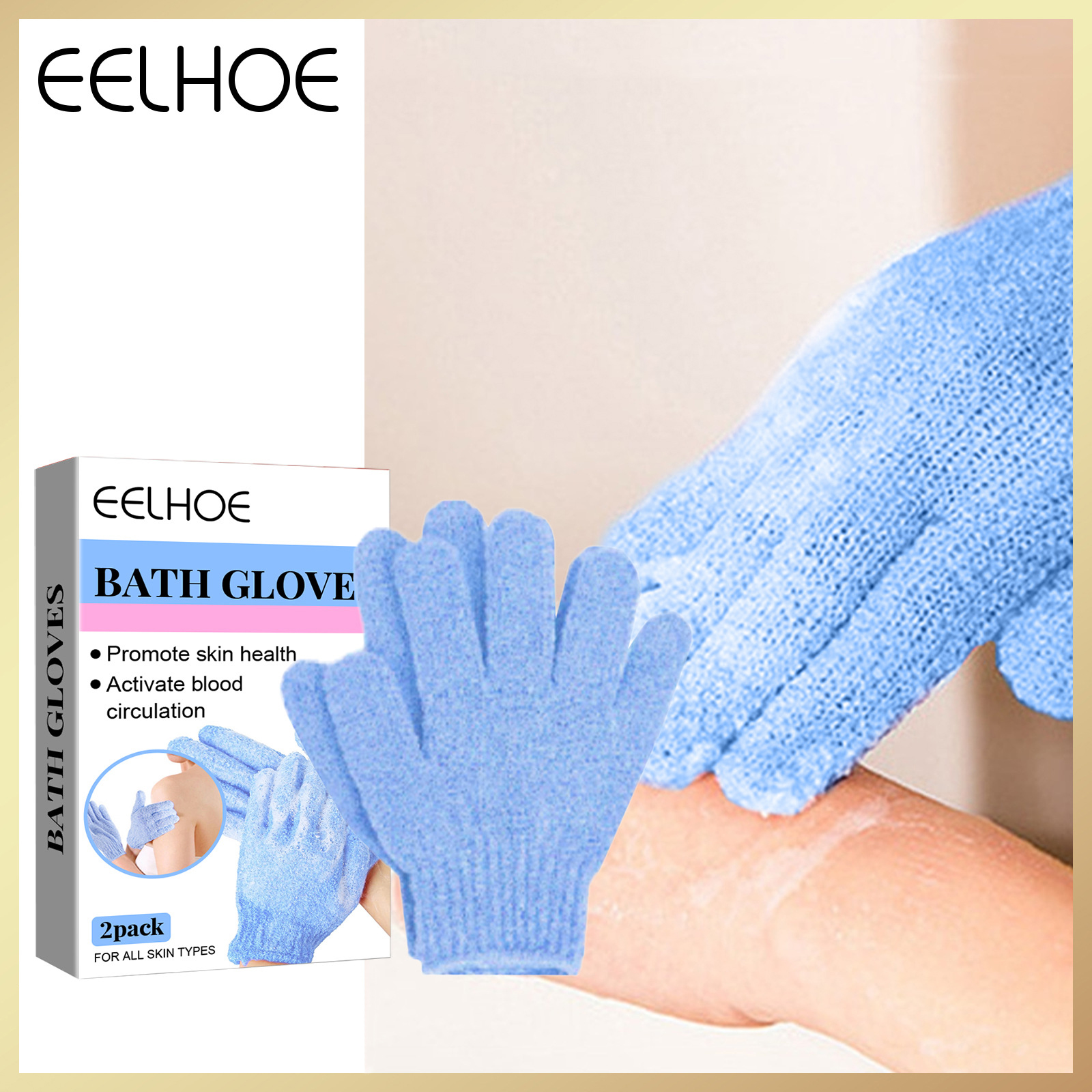 Gambar Eelhoe Five Fingers Bath Gloves Household Shower Towel Scrub Body Wash Children Home Supply Elastic Wipe Back Bathing Cleaning Gloves Peeling Exfoliating Mitt Foam Gloves?2pack?